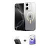 MARSİLYAN™- iPhone 11 Kılıf Eksen Minimal Özel Seri - Siyah Bilvis 5in1 5D Magic Hayalet Cam Ekran Koruyucu + Kamera Lens Koruma Cam - SF