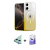 MARSİLYAN™- iPhone 11 Kılıf Eksen Minimal Özel Seri - Siyah Bilvis 5in1 5D Magic Hayalet Cam Ekran Koruyucu + Mavi Raze Metal Kamera Lens