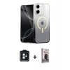 MARSİLYAN™- iPhone 11 Kılıf Eksen Minimal Özel Seri - Siyah Bilvis Hayalet Cam Ekran Koruyucu + PVD Metal Kamera Lens - MI