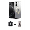 MARSİLYAN™- iPhone 11 Kılıf Eksen Minimal Özel Seri - Siyah Bilvis Hayalet Cam Ekran Koruyucu + PVD Metal Kamera Lens - YL