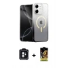 MARSİLYAN™- iPhone 11 Kılıf Eksen Minimal Özel Seri - Siyah Buffer Cam Ekran Koruyucu + PVD Metal Kamera Lens - YL
