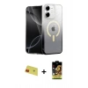 MARSİLYAN™- iPhone 11 Kılıf Eksen Minimal Özel Seri - Siyah Buffer Cam Ekran Koruyucu + Rainbow Kamera Lens Koruma Cam - KI