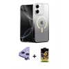 MARSİLYAN™- iPhone 11 Kılıf Eksen Minimal Özel Seri - Siyah Buffer Cam Ekran Koruyucu + Raze Metal Kamera Lens - MR