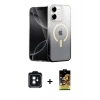 MARSİLYAN™- iPhone 11 Kılıf Eksen Minimal Özel Seri - Siyah Buffer Cam Ekran Koruyucu + Siyah PVD Metal Kamera Lens
