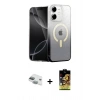MARSİLYAN™- iPhone 11 Kılıf Eksen Minimal Özel Seri - Siyah Buffer Cam Ekran Koruyucu + Yeşil Pers Alüminyum Kamera Lens