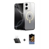 MARSİLYAN™- iPhone 11 Kılıf Eksen Minimal Özel Seri - Siyah Buffer Hayalet Cam Ekran Koruyucu + Kamera Lens Koruma Cam - SF
