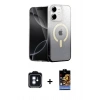 MARSİLYAN™- iPhone 11 Kılıf Eksen Minimal Özel Seri - Siyah Buffer Hayalet Cam Ekran Koruyucu + PVD Metal Kamera Lens - MI