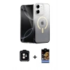 MARSİLYAN™- iPhone 11 Kılıf Eksen Minimal Özel Seri - Siyah Buffer Hayalet Cam Ekran Koruyucu + PVD Metal Kamera Lens - TU