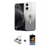 MARSİLYAN™- iPhone 11 Kılıf Eksen Minimal Özel Seri - Siyah Buffer Hayalet Cam Ekran Koruyucu + Raze Metal Kamera Lens - GS