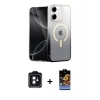 MARSİLYAN™- iPhone 11 Kılıf Eksen Minimal Özel Seri - Siyah Buffer Hayalet Cam Ekran Koruyucu + PVD Metal Kamera Lens - SH