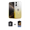 MARSİLYAN™- iPhone 11 Kılıf Eksen Minimal Özel Seri - Siyah Buffer Hayalet Cam Ekran Koruyucu + Yeşil PVD Metal Kamera Lens