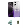 MARSİLYAN™- iPhone 11 Kılıf Eksen Minimal Özel Seri - Siyah Joko Magic 5D Hayalet Cam + Mavi Raze Metal Kamera Lens