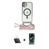 MARSİLYAN™- iPhone 11 Kılıf Eksen Özel Seri - Şeffaf 360 Full Body Arka Koruyucu + Kamera Lens Koruma Cam - SF