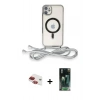 MARSİLYAN™- iPhone 11 Kılıf Eksen Özel Seri - Şeffaf 360 Full Body Arka Koruyucu + Kırmızı Pers Alüminyum Kamera Lens