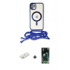MARSİLYAN™- iPhone 11 Kılıf Eksen Özel Seri - Şeffaf 360 Full Body Arka Koruyucu + Renkli Kamera Lens Koruma Cam - TU