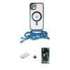 MARSİLYAN™- iPhone 11 Kılıf Eksen Özel Seri - Şeffaf 360 Full Body Arka Koruyucu + Renkli Kamera Lens Koruma Cam - SI