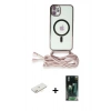 MARSİLYAN™- iPhone 11 Kılıf Eksen Özel Seri - Şeffaf 360 Full Body Arka Koruyucu + Renkli Kamera Lens Koruma Cam - SI