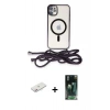 MARSİLYAN™- iPhone 11 Kılıf Eksen Özel Seri - Şeffaf 360 Full Body Arka Koruyucu + Renkli Kamera Lens Koruma Cam - PE