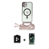 MARSİLYAN™- iPhone 11 Kılıf Eksen Özel Seri - Şeffaf 360 Full Body Arka Koruyucu + PVD Metal Kamera Lens - TU