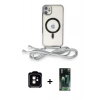 MARSİLYAN™- iPhone 11 Kılıf Eksen Özel Seri - Şeffaf 360 Full Body Arka Koruyucu + PVD Metal Kamera Lens - TU