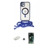 MARSİLYAN™- iPhone 11 Kılıf Eksen Özel Seri - Şeffaf 360 Full Body Arka Koruyucu + Renkli Kamera Lens Koruma Cam - YL