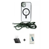 MARSİLYAN™- iPhone 11 Kılıf Eksen Özel Seri - Şeffaf Pasifik Cam Ekran Koruyucu + Kamera Lens Koruma Cam - SF
