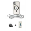 MARSİLYAN™- iPhone 11 Kılıf Eksen Özel Seri - Şeffaf Pasifik Cam Ekran Koruyucu + Kamera Lens Koruma Cam - SF