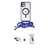MARSİLYAN™- iPhone 11 Kılıf Eksen Özel Seri - Şeffaf Pasifik Cam Ekran Koruyucu + Pers Alüminyum Kamera Lens - KI