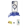 MARSİLYAN™- iPhone 11 Kılıf Eksen Özel Seri - Şeffaf Pasifik Cam Ekran Koruyucu + Rainbow Kamera Lens Koruma Cam - KI
