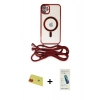 MARSİLYAN™- iPhone 11 Kılıf Eksen Özel Seri - Şeffaf Pasifik Cam Ekran Koruyucu + Rainbow Kamera Lens Koruma Cam - KI