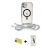 MARSİLYAN™- iPhone 11 Kılıf Eksen Özel Seri - Şeffaf Pasifik Cam Ekran Koruyucu + Rainbow Kamera Lens Koruma Cam - KI