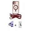 MARSİLYAN™- iPhone 11 Kılıf Eksen Özel Seri - Şeffaf Pasifik Cam Ekran Koruyucu + Raze Metal Kamera Lens - MR