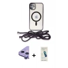 MARSİLYAN™- iPhone 11 Kılıf Eksen Özel Seri - Şeffaf Pasifik Cam Ekran Koruyucu + Raze Metal Kamera Lens - MR