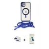 MARSİLYAN™- iPhone 11 Kılıf Eksen Özel Seri - Şeffaf Pasifik Cam Ekran Koruyucu + Pers Alüminyum Kamera Lens - LT