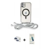 MARSİLYAN™- iPhone 11 Kılıf Eksen Özel Seri - Şeffaf Pasifik Cam Ekran Koruyucu + Pers Alüminyum Kamera Lens - LT