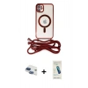 MARSİLYAN™- iPhone 11 Kılıf Eksen Özel Seri - Şeffaf Pasifik Cam Ekran Koruyucu + Pers Alüminyum Kamera Lens - LT