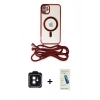 MARSİLYAN™- iPhone 11 Kılıf Eksen Özel Seri - Şeffaf Pasifik Cam Ekran Koruyucu + PVD Metal Kamera Lens - SH