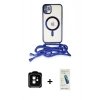 MARSİLYAN™- iPhone 11 Kılıf Eksen Özel Seri - Şeffaf Pasifik Cam Ekran Koruyucu + PVD Metal Kamera Lens - TU