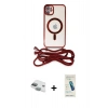 MARSİLYAN™- iPhone 11 Kılıf Eksen Özel Seri - Şeffaf Pasifik Cam Ekran Koruyucu + Pers Alüminyum Kamera Lens - YL
