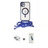 MARSİLYAN™- iPhone 11 Kılıf Eksen Özel Seri - Şeffaf Pasifik Cam Ekran Koruyucu + Pers Alüminyum Kamera Lens - YL