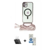 MARSİLYAN™- iPhone 11 Kılıf Eksen Özel Seri - Şeffaf Royal Nano Ekran Koruyucu + Kamera Lens Koruma Cam - SF