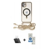 MARSİLYAN™- iPhone 11 Kılıf Eksen Özel Seri - Şeffaf Royal Nano Ekran Koruyucu + Kamera Lens Koruma Cam - SF