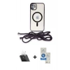 MARSİLYAN™- iPhone 11 Kılıf Eksen Özel Seri - Şeffaf Royal Nano Ekran Koruyucu + Kamera Lens Koruma Cam - SF