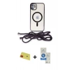 MARSİLYAN™- iPhone 11 Kılıf Eksen Özel Seri - Şeffaf Royal Nano Ekran Koruyucu + Rainbow Kamera Lens Koruma Cam - KI