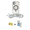 MARSİLYAN™- iPhone 11 Kılıf Eksen Özel Seri - Şeffaf Royal Nano Ekran Koruyucu + Rainbow Kamera Lens Koruma Cam - KI