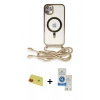 MARSİLYAN™- iPhone 11 Kılıf Eksen Özel Seri - Şeffaf Royal Nano Ekran Koruyucu + Rainbow Kamera Lens Koruma Cam - KI