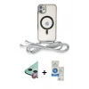 MARSİLYAN™- iPhone 11 Kılıf Eksen Özel Seri - Şeffaf Royal Nano Ekran Koruyucu + Raze Metal Kamera Lens - KI
