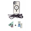 MARSİLYAN™- iPhone 11 Kılıf Eksen Özel Seri - Şeffaf Royal Nano Ekran Koruyucu + Raze Metal Kamera Lens - KI