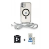 MARSİLYAN™- iPhone 11 Kılıf Eksen Özel Seri - Şeffaf Royal Nano Ekran Koruyucu + PVD Metal Kamera Lens - MI