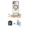 MARSİLYAN™- iPhone 11 Kılıf Eksen Özel Seri - Şeffaf Royal Nano Ekran Koruyucu + PVD Metal Kamera Lens - MI